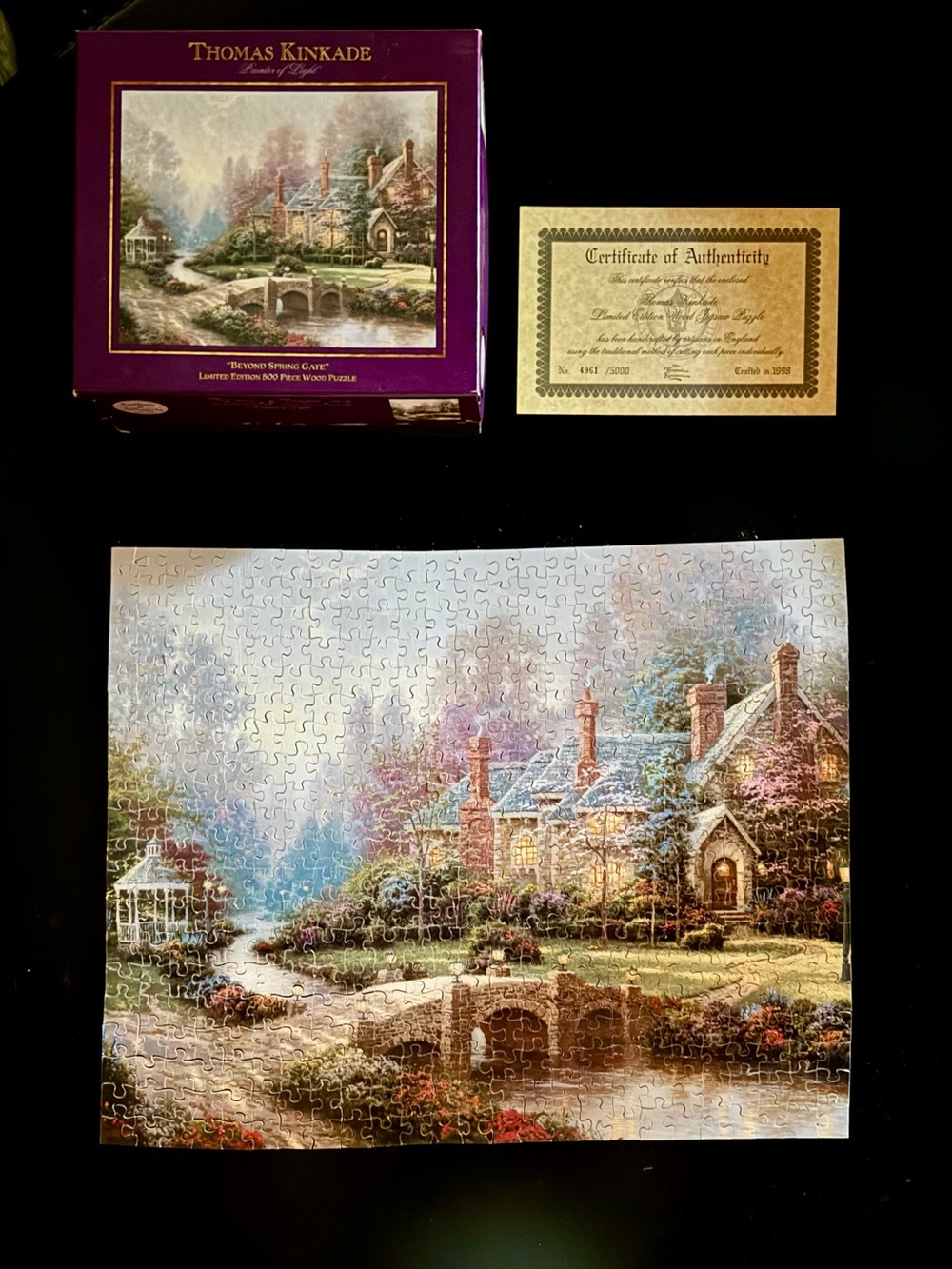 Thomas Kinkade Cottage Limited Edition wooden w/certificate Puzzle
